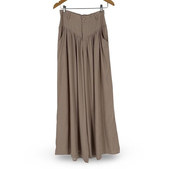 NWT Mulla Wide Leg Pleated Pants in Beige | Size Small - Picture 1 of 9